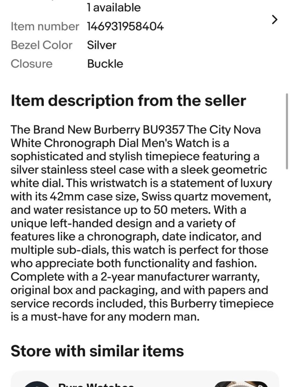 Burberry Swiss Luxury 42mm Chronograph Watch (Model BU9357) - Picture 8 of 8